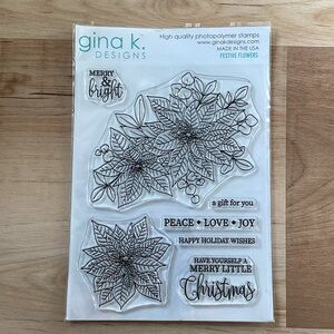 Gina K Designs photopolymer stamps festive flowers Christmas holiday | new